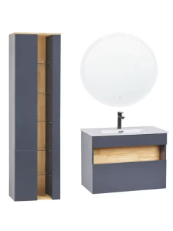 4-tlg Badezimmerschrank FIGUERES in Grau/Braun