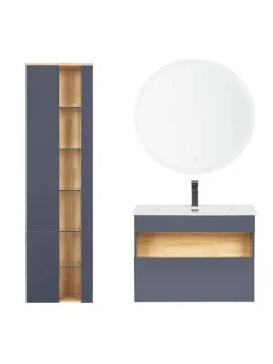 4-tlg Badezimmerschrank FIGUERES in Grau/Braun