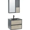 3-tlg Badezimmerschrank TERUEL in Grau/Braun