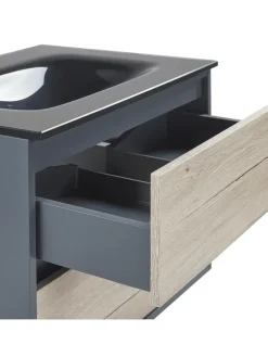 3-tlg Badezimmerschrank TERUEL in Grau/Braun