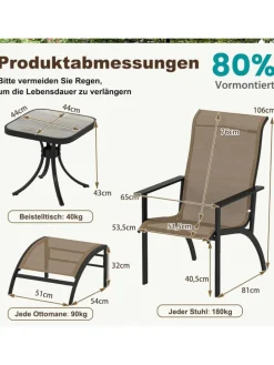 5-tlg. Balkonmöbel Set in Braun