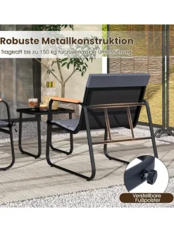 3-tlg. Balkonmöbel Set in Grau