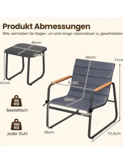 3-tlg. Balkonmöbel Set in Grau