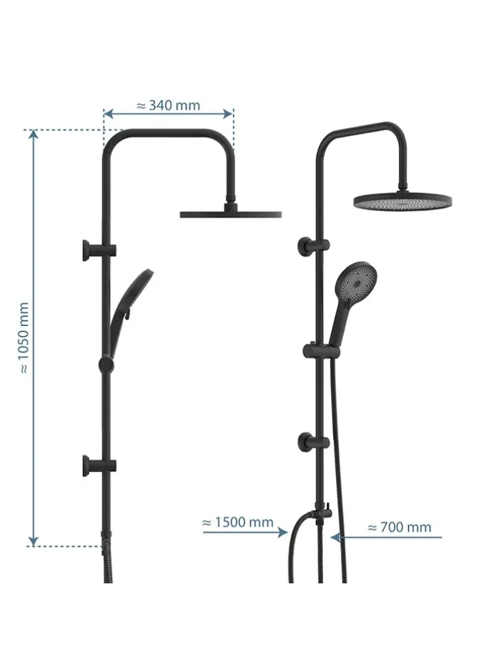 6tlg. Überkopfbrause-Set ''Valencia'' in Schwarz