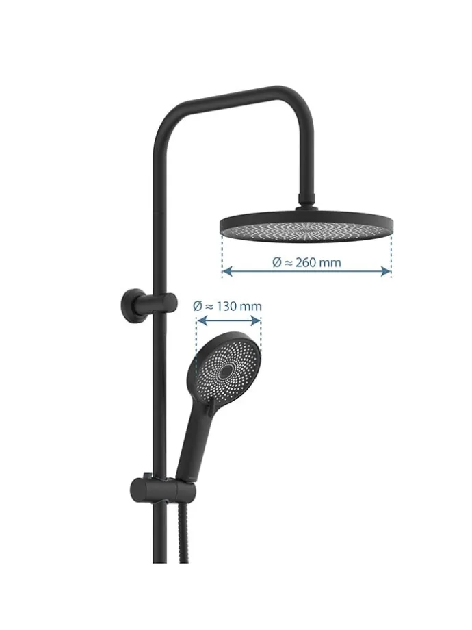 6tlg. Überkopfbrause-Set ''Valencia'' in Schwarz