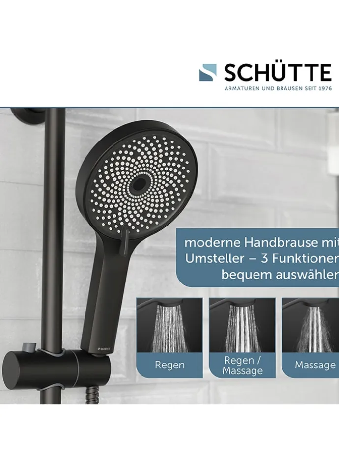 6tlg. Überkopfbrause-Set ''Valencia'' in Schwarz