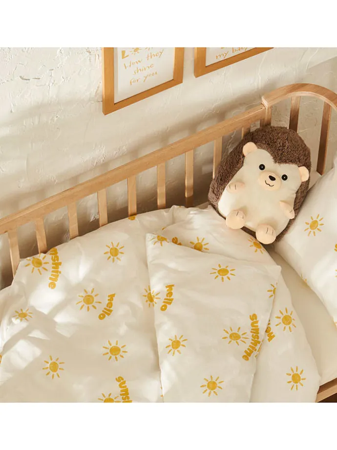 3tlg. Bettwäscheset "Hello" in Weiß/ Gelb