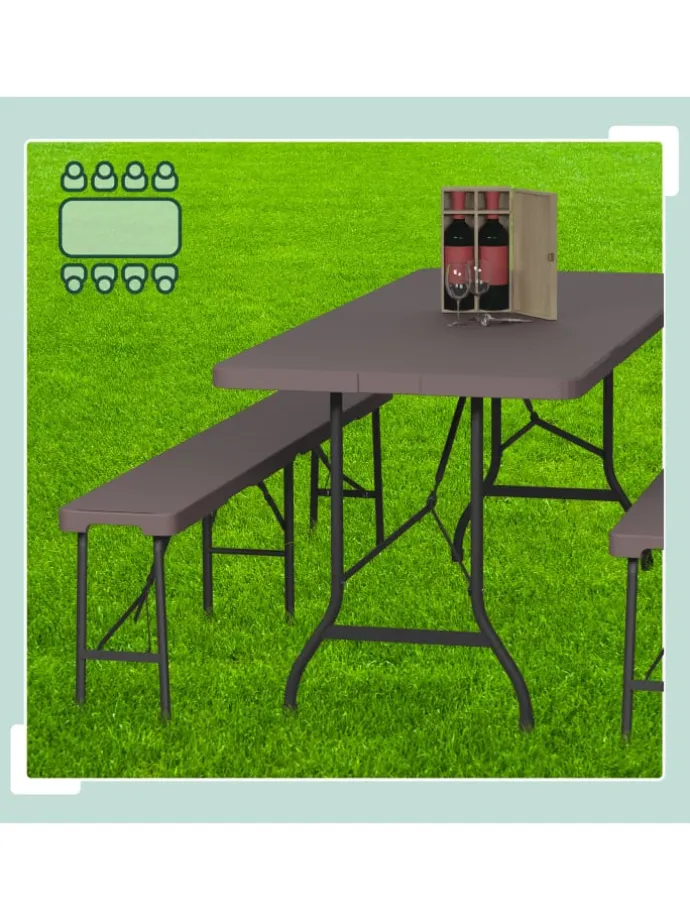 3-tlg. Bierzeltgarnitur in Braun