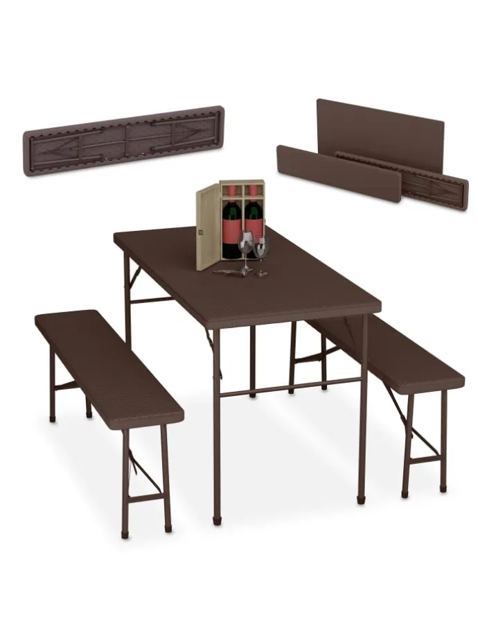 3-tlg. Bierzeltgarnitur in Braun