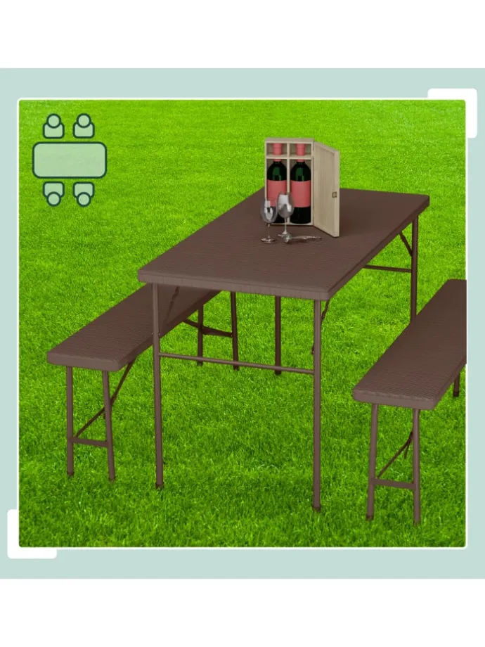 3-tlg. Bierzeltgarnitur in Braun