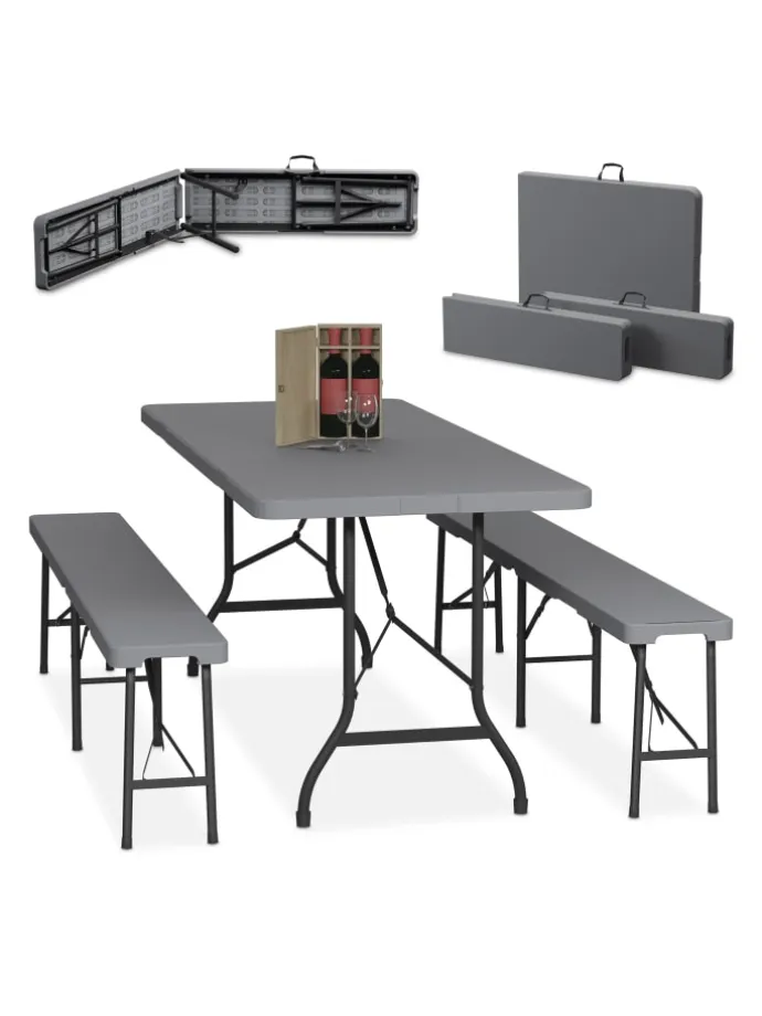 3-tlg. Bierzeltgarnitur in Grau