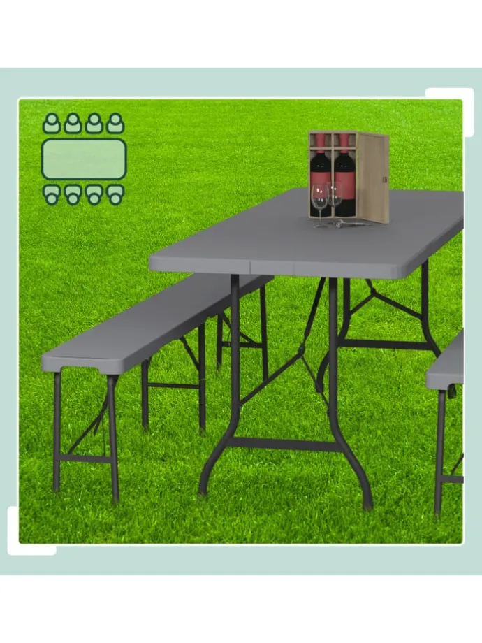 3-tlg. Bierzeltgarnitur in Grau