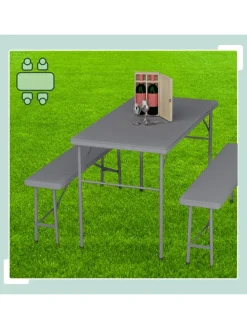 3-tlg. Bierzeltgarnitur in Grau