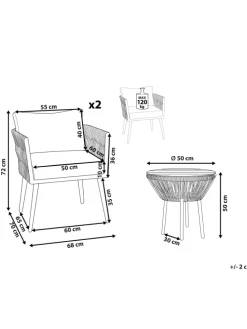 3-tlg Bistro Set GARGANO in Braun/Grau