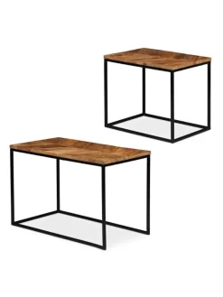 2tlg. Couchtisch Set in Natur/Schwarz