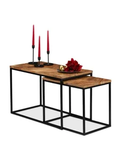 2tlg. Couchtisch Set in Natur/Schwarz