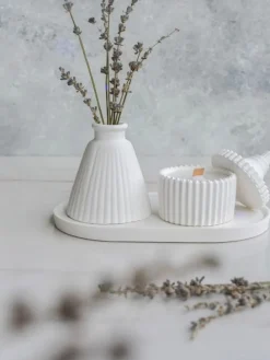 3tlg. Deko- & Duftkerzen-Set in Weiß