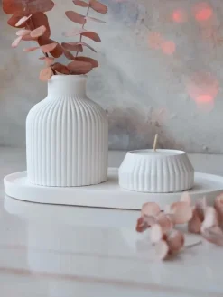 3tlg. Deko- & Duftkerzen-Set in Weiß