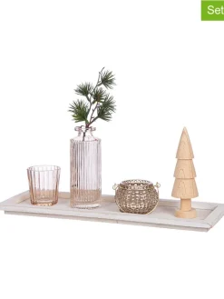 6tlg. Deko-Set "Naturbaum" in Rosa/ Hellbraun/ Weiß