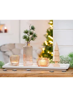 6tlg. Deko-Set "Naturbaum" in Rosa/ Hellbraun/ Weiß