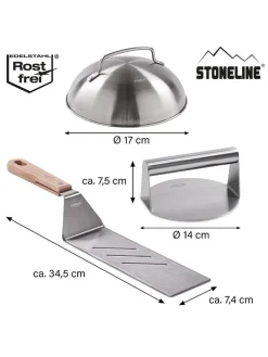3tlg. Edelstahl-Burger-Set