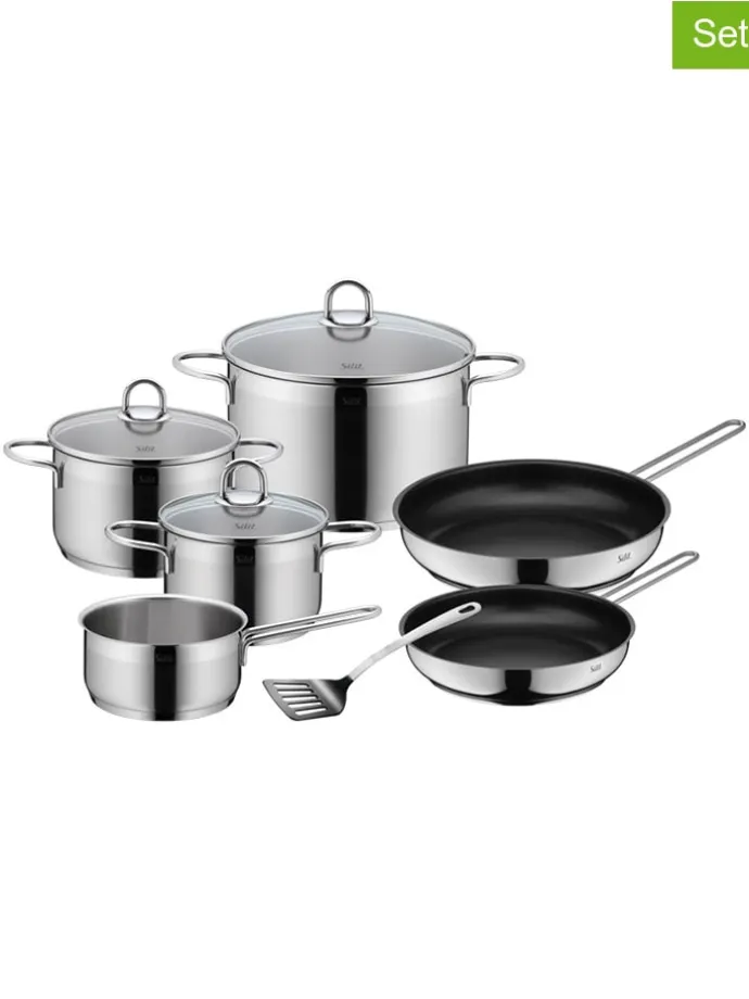 10tlg. Edelstahl-Kochgeschirr-Set "Diamant"