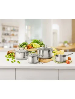 9tlg. Edelstahl-Kochgeschirr-Set 