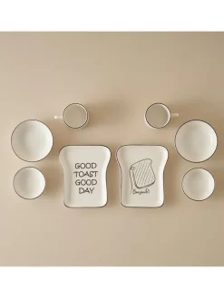 8tlg. Frühstücksservice "Toast" in Weiß/ Schwarz