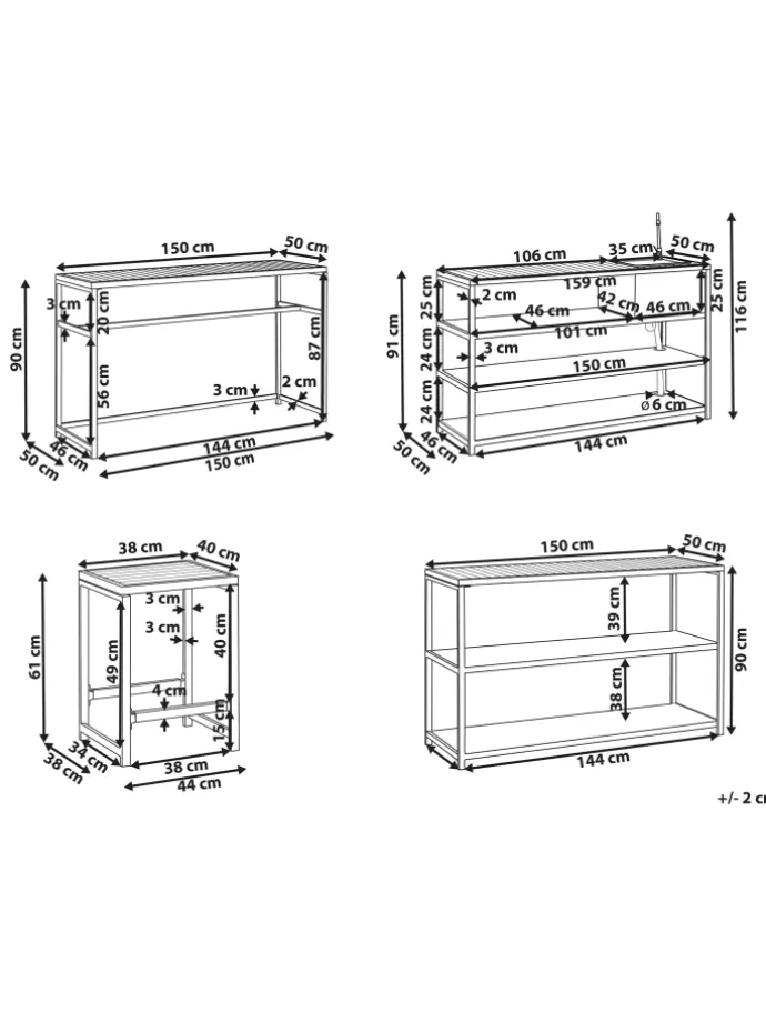 6-tlg Gartenküche AVETRANA in Weiß/Braun