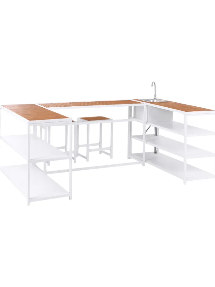 6-tlg Gartenküche AVETRANA in Weiß/Braun