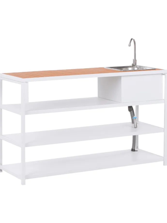 6-tlg Gartenküche AVETRANA in Weiß/Braun