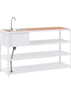 6-tlg Gartenküche AVETRANA in Weiß/Braun