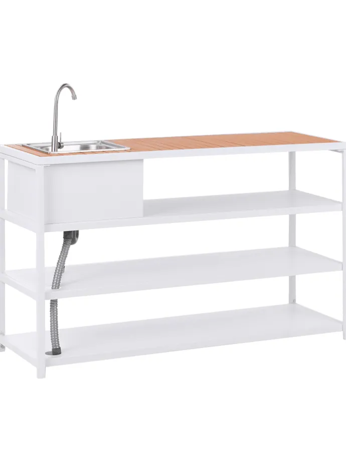 6-tlg Gartenküche AVETRANA in Weiß/Braun