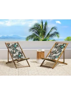 4-tlg Gartenliege ANZIO in Schwarz/Blau/Grün