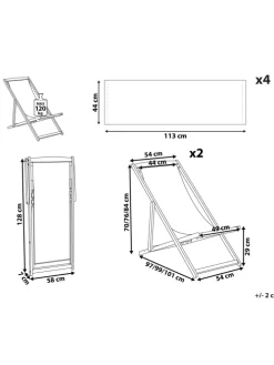 4-tlg Gartenliege ANZIO in Schwarz/Blau/Grün