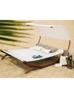 3-tlg Gartenliege TERAMO in Weiß/Braun