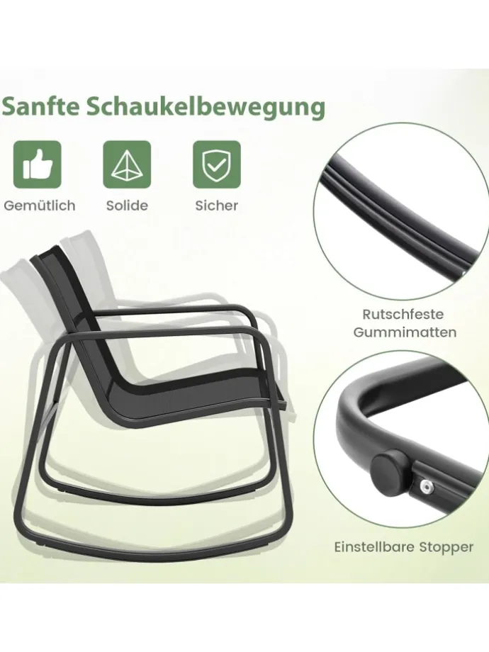 3tlg. Gartenmöbel Set in Schwarz