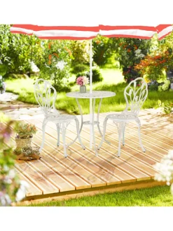 3-tlg. Gartenmöbel Set in Weiß/ Bronze