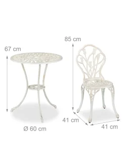 3-tlg. Gartenmöbel Set in Weiß/ Bronze