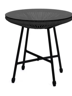 3tlg. Gartenmöbel-Set in Schwarz