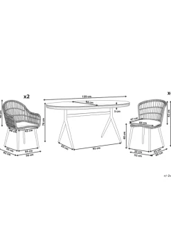 7-tlg Gartentisch Set ALIANO in Beige/Schwarz