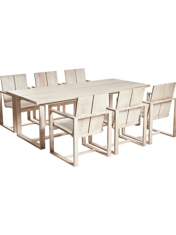 7-tlg Gartentisch Set AZZANELLO in Braun/Weiß