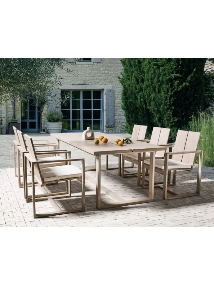 7-tlg Gartentisch Set AZZANELLO in Braun/Weiß