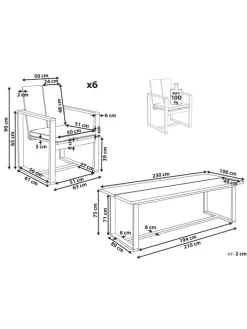 7-tlg Gartentisch Set AZZANELLO in Braun/Weiß