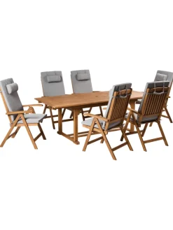 7-tlg Gartentisch Set JAVA PREMIUM in Braun/Grau