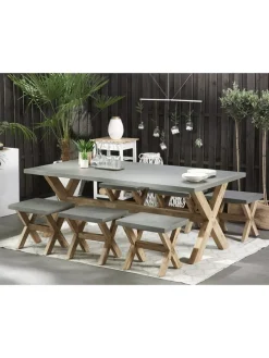 7-tlg Gartentisch Set OLBIA in Grau/Braun