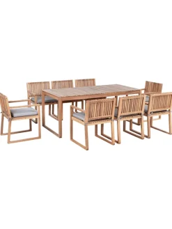 17-tlg Gartentisch Set SASSARI PREMIUM in Braun/Grau