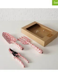 3tlg. Gartenwerkzeug in Rot - (H)28 cm