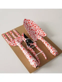 3tlg. Gartenwerkzeug in Rot - (H)28 cm