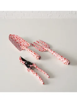 3tlg. Gartenwerkzeug in Rot - (H)28 cm